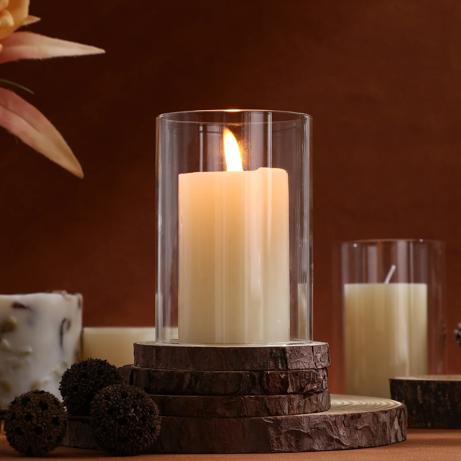 

Glass Cover Clear Glass Cylinder Shade Elegant Candleholder for Cozy Romantic Home Cylinder Candleholders