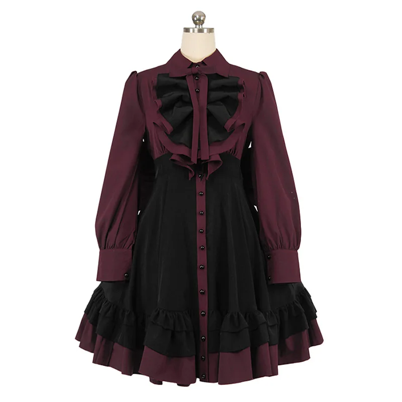 New Gothic Style  Knot Dress Renaissance Steam Punk Cosplay Medieval Period Fashionable Women's Dress Polyester Fabric