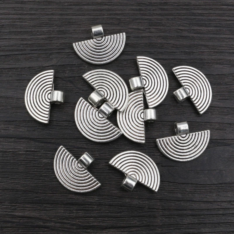 24x18mm 10pcs Bronze Antique Silver Plated Fan Handmade Charms Pendant:DIY for bracelet necklace