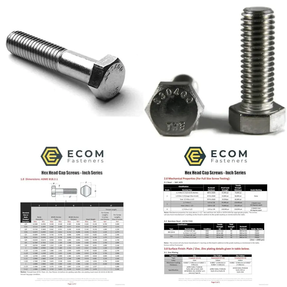 

Stainless Steel Hex Cap Screws 18-8 Grade, 5/8 x 2-1/2, Coarse Thread, Partially Threaded, Pack of 25