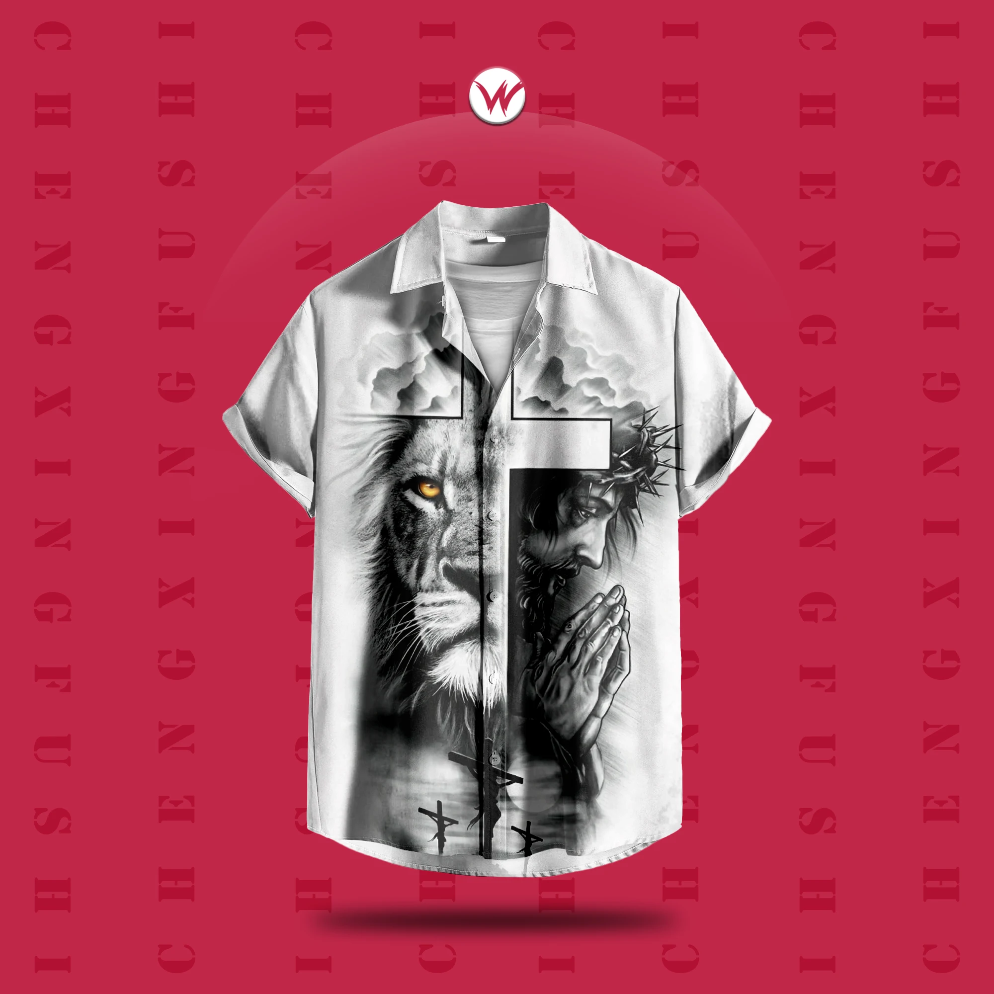 

New men's clothing: summer street casual men's shirt, fashionable Hawaiian 3D full-body Jesus print comfortable shirt