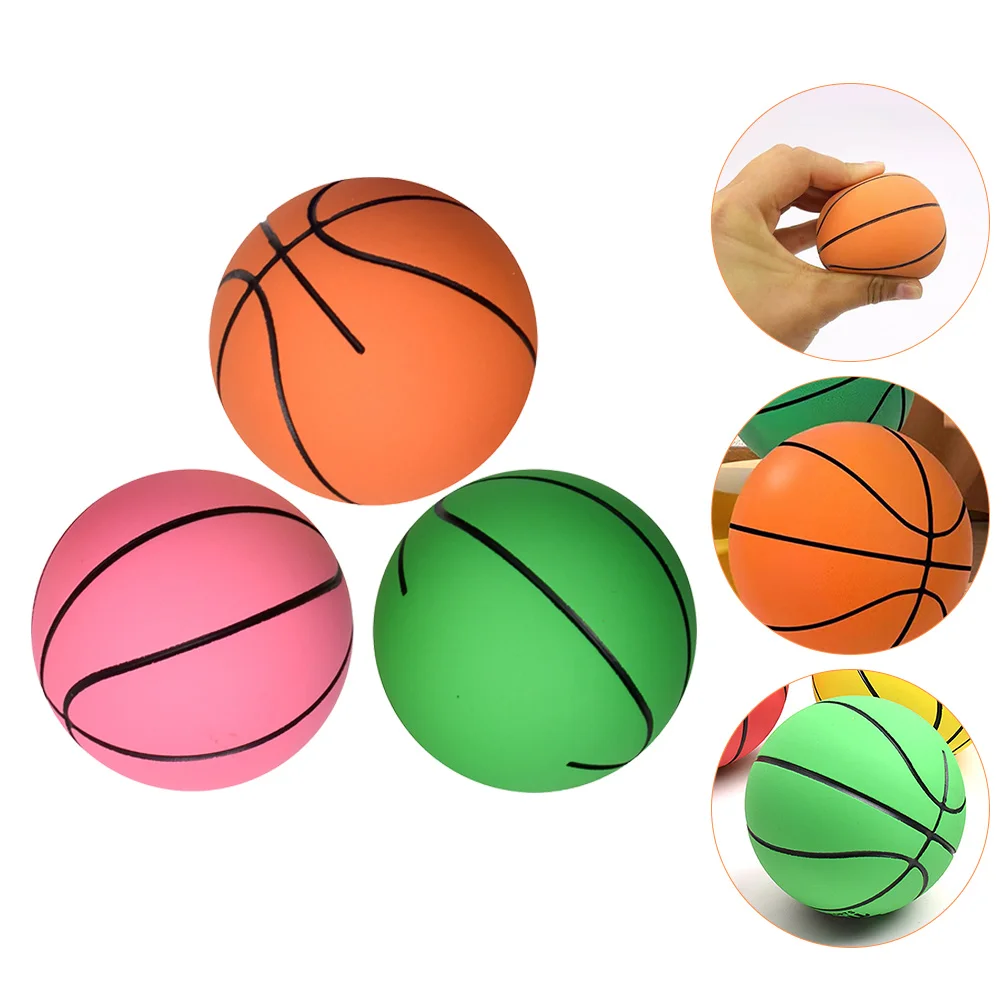 3 Pcs Small Basketball Bouncy Playthings Jumping Balls Toy Playing Bounce Toys Decompression Sports Party Game Rubber