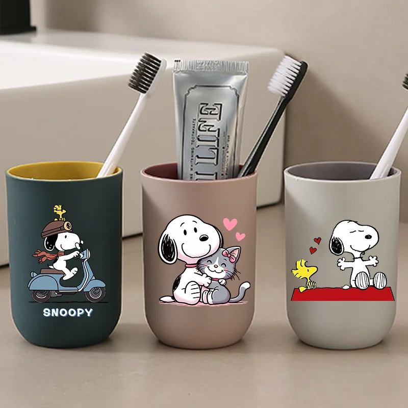 Snoopys Mouthwash Cup Cute Cartoon Anime Printed Travel Portable Tooth Mug Glass Home Couple Family Unbreakable Water Mug Gift