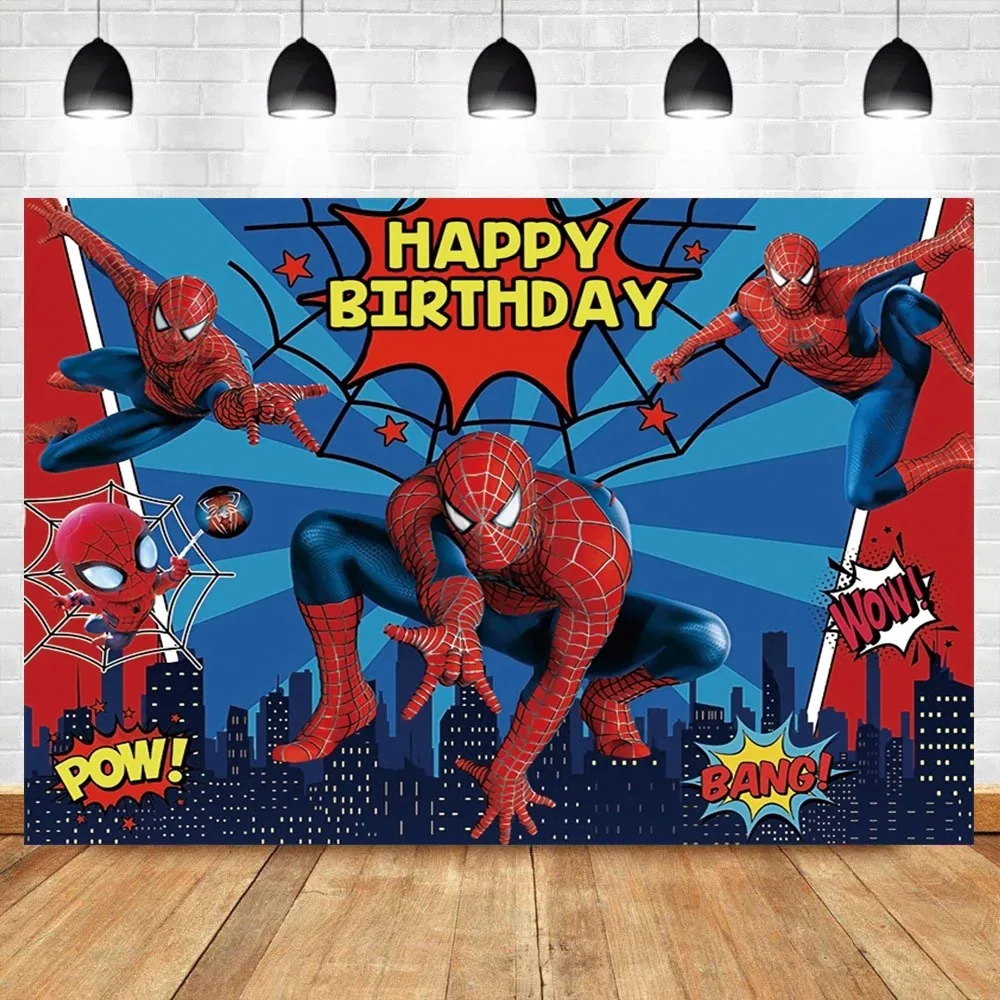 MARVEL Photography Backgrounds for Kids Birthday Party Spiderman Iron Man Hulk Banner Children Portrait Custom Photo Backdrops