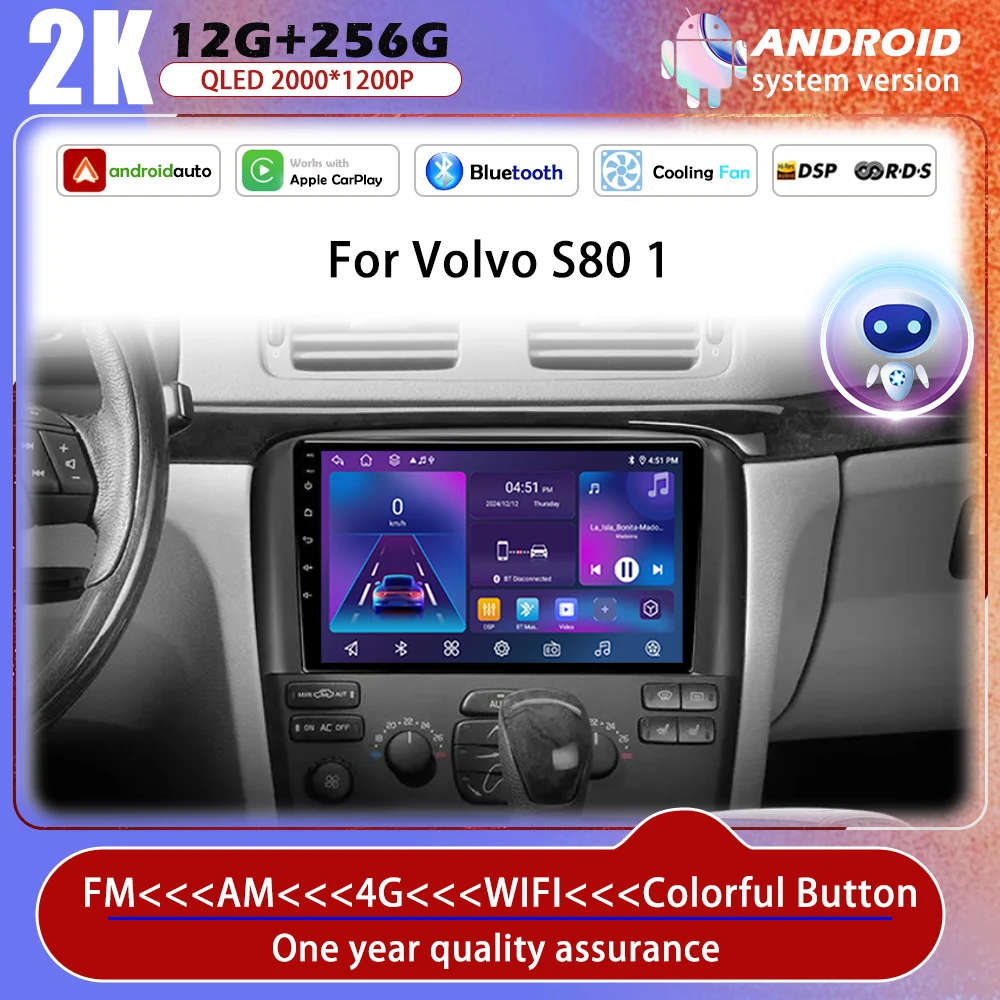 

Android OS Wireless Carplay Car Radio For Volvo S80 2004 2005 2006 Auto GPS Navigation Multimedia Player Video Stereo BT WIFI