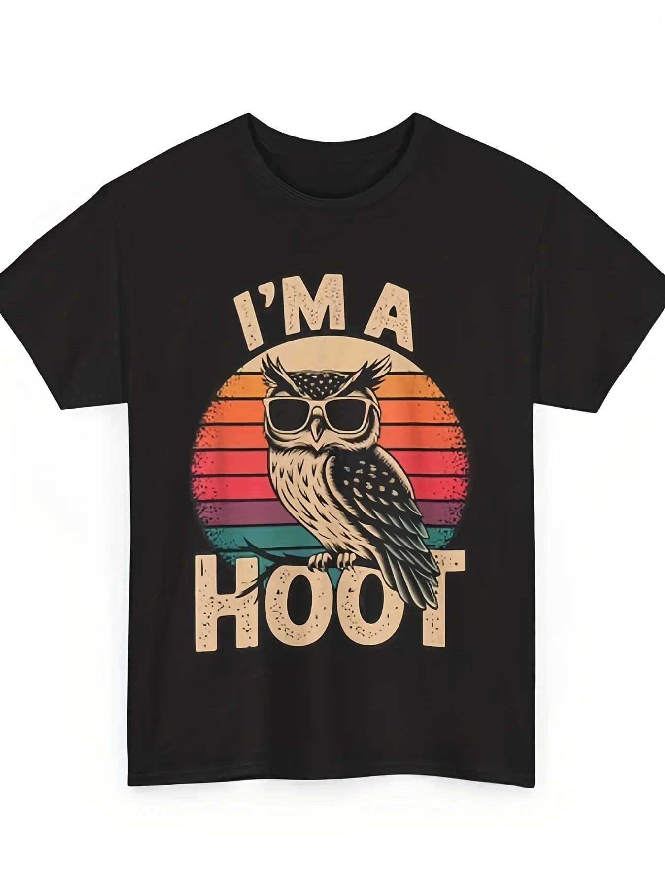 I'M an Owl with a Quirky Appearance Men's Casual Short-Sleeve Fun Print T-Shirt Comfortable Everyday Casual Wear Sportswear Fun Print T-Shirt Comfortable Fit
