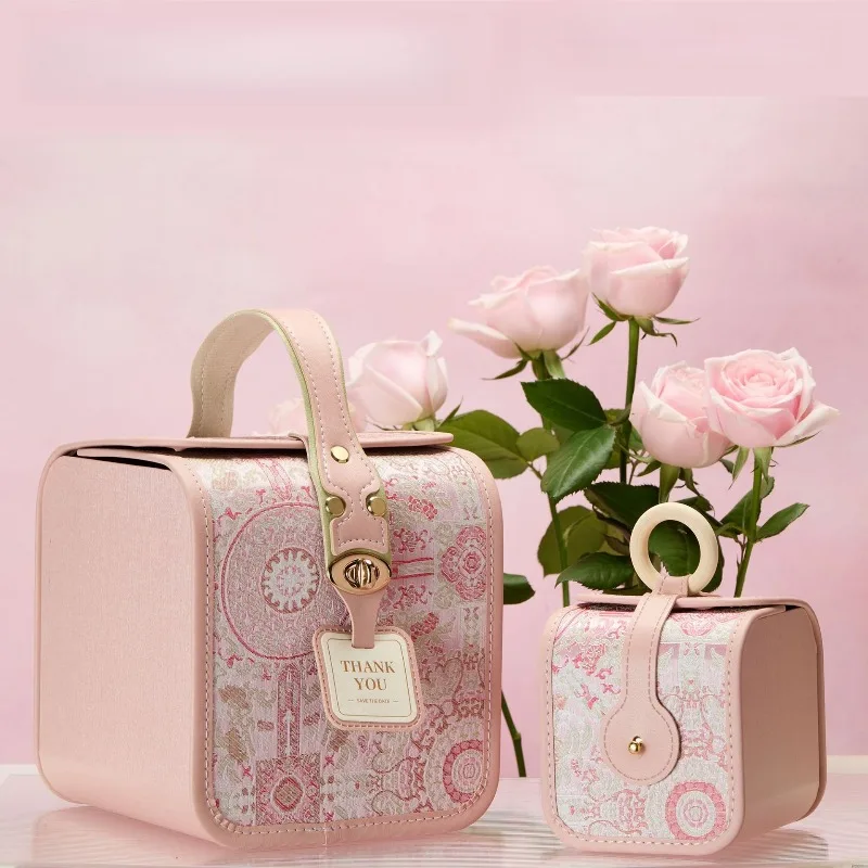 Simple Gift Packaging Handheld Box Pink Wedding Companion Present Boxes Diagonal Mouth Package Cosmetics Jewelry Portable Box