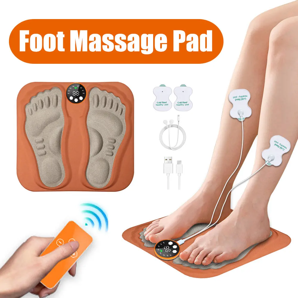 

EMS Foot Massage Pad with Electrode Patces 8 Modes 29 Gears Electric Feet Leg Relaxation Machine Mat Pad Remote Control Massager