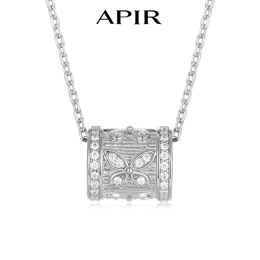 

APIR Butterfly Cylinder Barrel Pendant Necklace Sterling Silver Moissanite Necklaces Birthday Anniversary Jewelry Gift for Women
