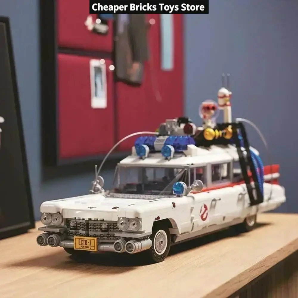 Cheaper Vehicle Retro Station Wagon with Roof Equipment & Siren Building Blocks, Vintage 1950s Car Model, Display for Adults