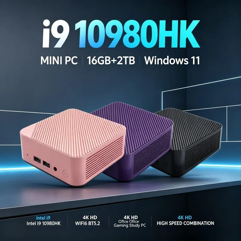 Small Mini PC Core I9‑10980HK 16GB RAM 1‑2TB SSD Windows11 WiFi 6 BT5.2 Portable Computer Host For Office Home Entertainment