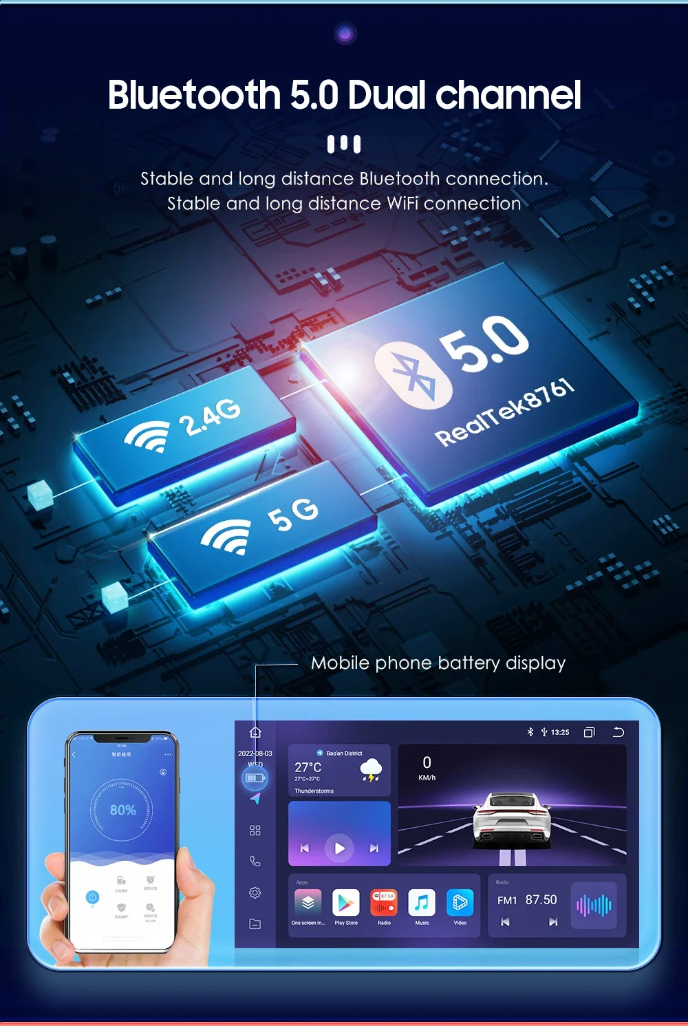 Hizpo Autoradio Carplay 4G 8581 AI Systeme Android Autoradio für Peugeot 208 2008 Serie 2012-2018 Multimedia Video Player GPS – Detail 16