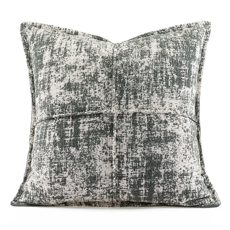 

Cotton and Linen Cushion Case Living Room Sofa Pillow Cushion Gray Green 3-Dimensional Stitching Interior Decoration Back Pillow