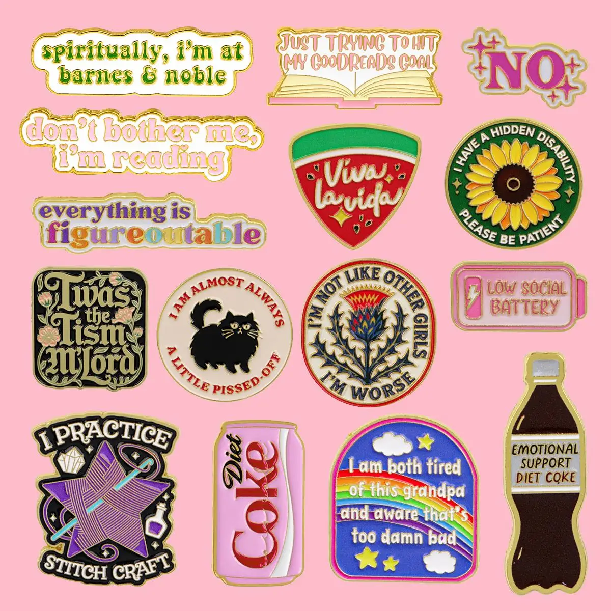 Goodreads Goal Brooch Reading Lover Slogan Metal Enamel Pins Badge on Backpack Clothing Accessories Jewelry Gift for Friend