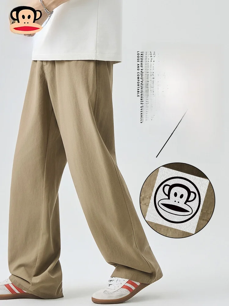 

PaulFrank Pure Cotton Workwear Wide Leg Pants Men's Autumn New Straight Loose Casual Trousers Breathable Lightweight Summer