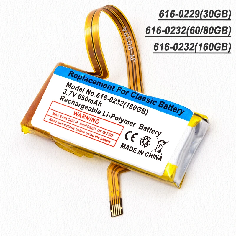 A1238 616-0232 616-0229 New Battery For iPod 5th Video 60GB 80GB 6th gen Classic Thick 160GB 616-0232 Battery 30GB