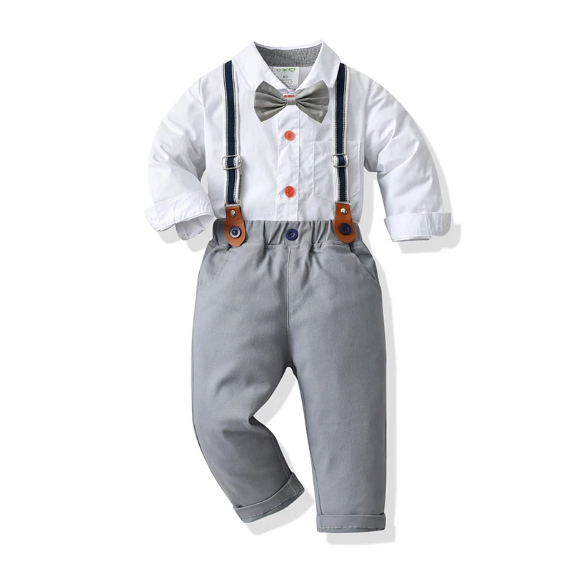 Baby Suits Baby Boy Clothes Romper+ Suspenders Pants 2Pcs Formal Clothing Outfit Party Bow Tie Kids Birthday Dress Newborn 0-3Y