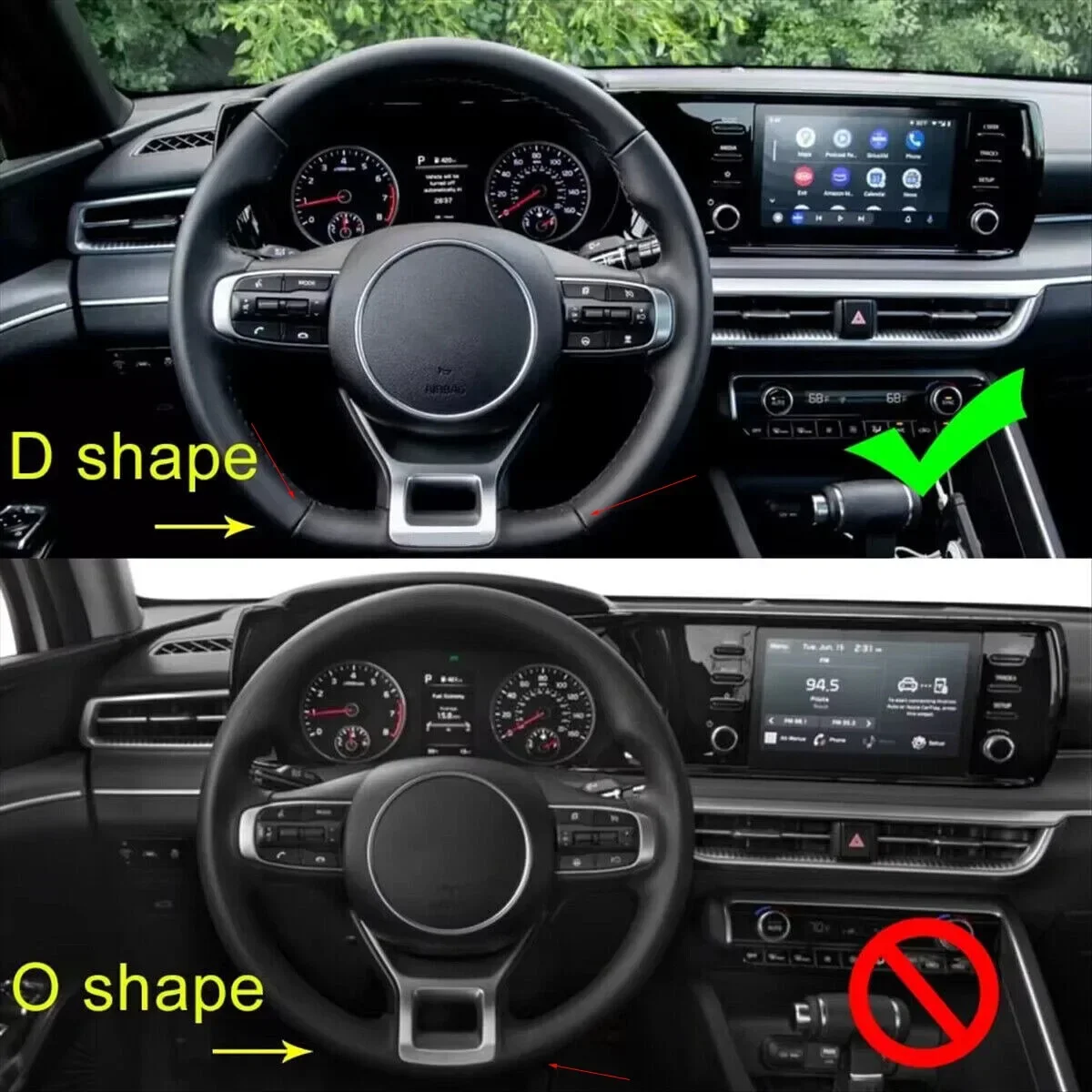 For Kia Optima K5 GT-line 2021 2022 2023 ABS Car Sticker Carbon Fiber Steering Wheel Trim Frame Cover Decoration Accessories