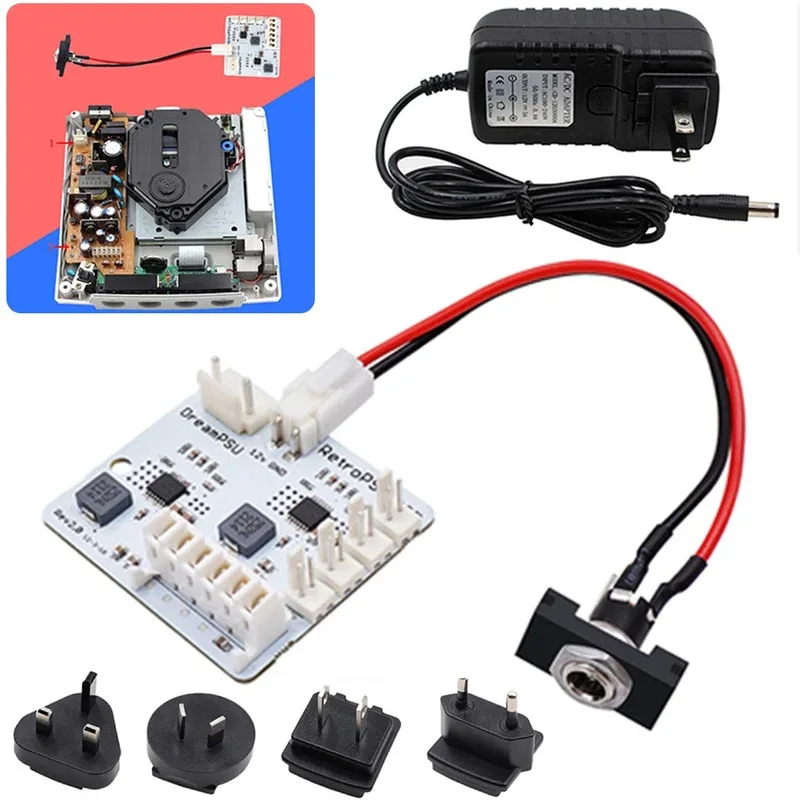 Rev2.0 Dream PSU 12V Power Supply Board +  Plug Adapter For SEGA DreamCast Game Console Replacement Parts