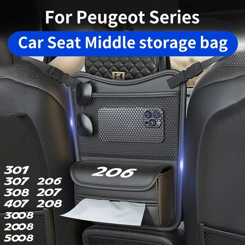 

Leather Car Armrest Box Storage For Peugeot 206 207 208 301 307 308 407 2008 3008 5008 Auto Seat Middle Hanging Organizer Holder