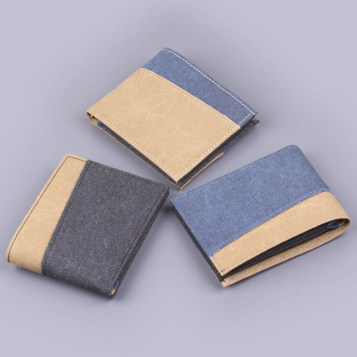 Kurze Herren-Geldbörse, Herren-Kartentasche aus Segeltuch, einteilig, 2-fache Denim-Herren-Geldbörse