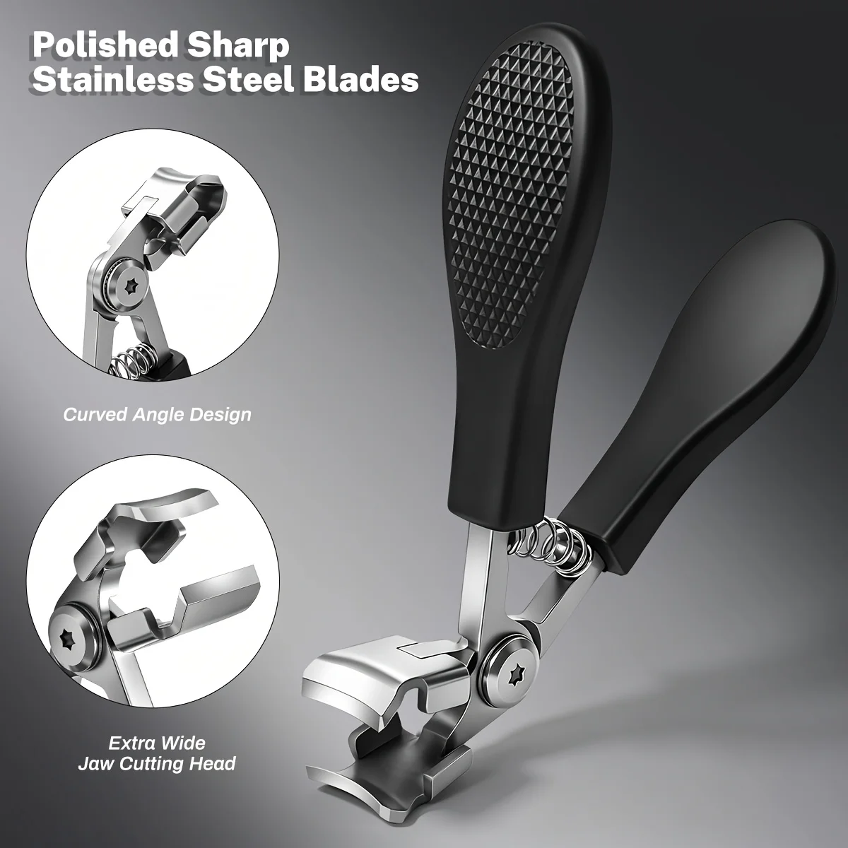 Heavy Duty Extra Wide Opening Nail Clipper Curved Stainless Steel Blade Anti-slip Grip Nail Trimmer for Fingernail Toenail