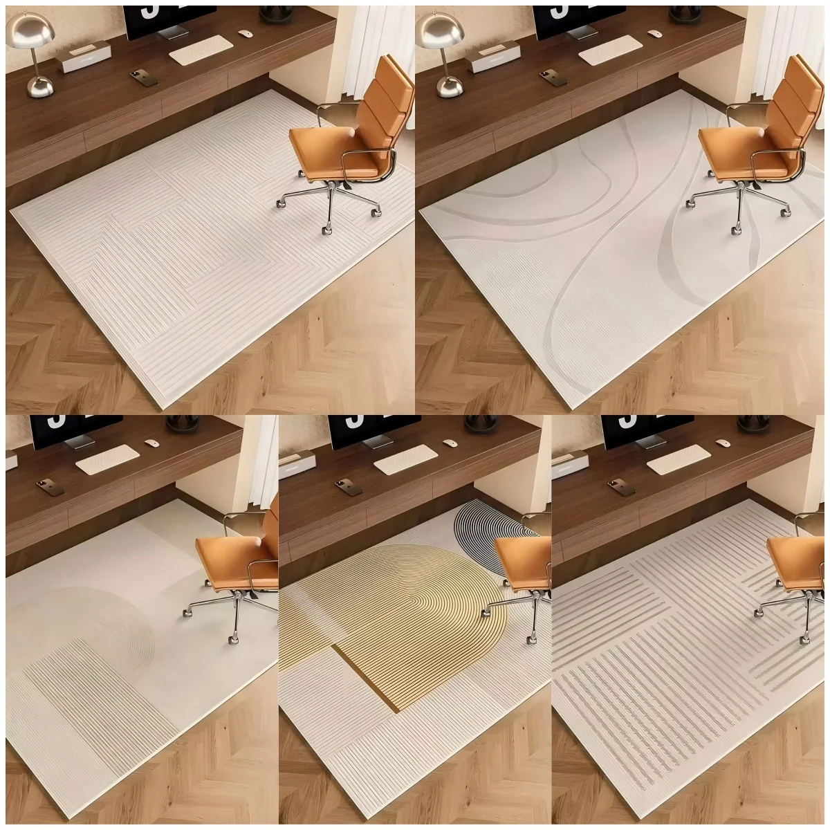 VIKAMA Moderner Teppich mit geometrischem Muster, schmutzabweisend und langlebig, für Couchtisch, Sofa, Läufer, Büro, Arbeitszimmer, Heimdekoration