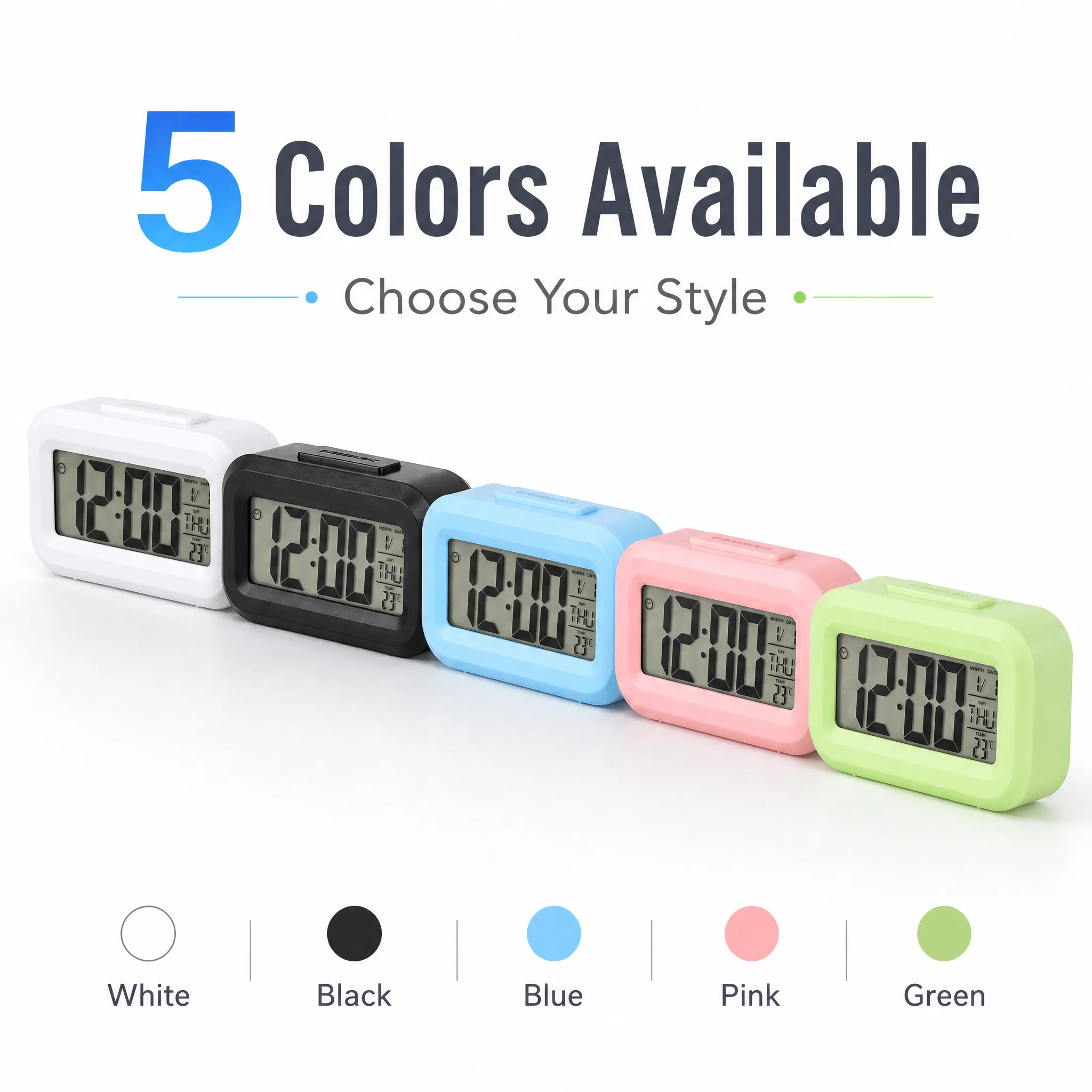 Mini Clock LED Digital Alarm Clock Backlight Snooze Data Time Calendar Desktop Multifunction Electronic Backlight Table Clock