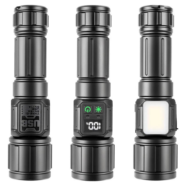 

Zoomable COB Flashlight -1000LM Strong Light with Flood-to-Spot Beam, USB Rechargeable for Home, Camping, Hiking & Emergency Use