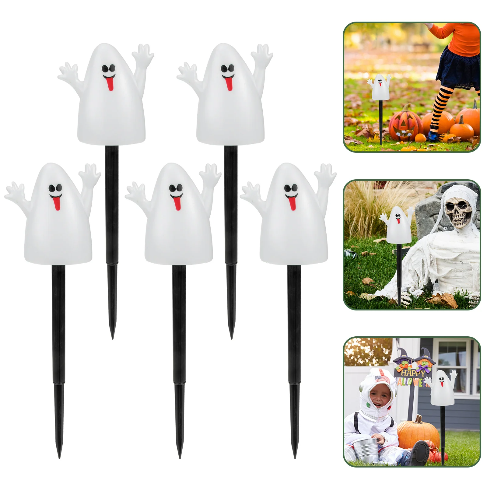 

5 Pcs Ghost Light Accessories Decorative Lawn Stakes Garden Courtyard Decoration Props Wood Pile Halloween-style Festival Abs