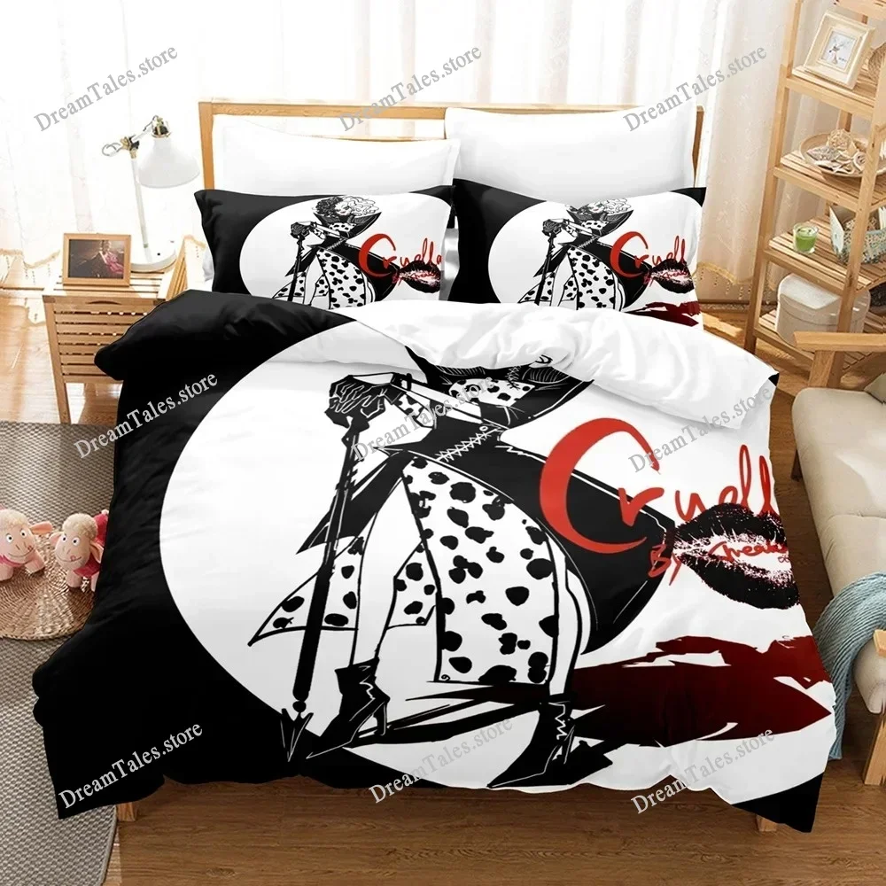 

3D Print Cruella De Vil Bedding Set Boys Girls Twin Queen King Size Duvet Cover Pillowcase Bed Boys Adult Home Textileextile369