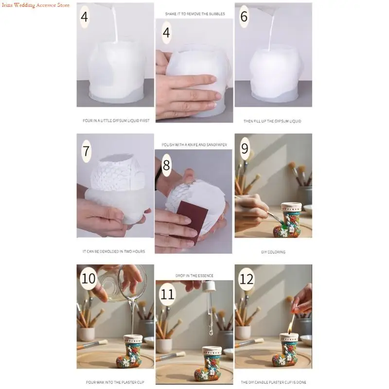 G92D Flexible Silicone Christmas Stocking Vase Mold For Resin Crafts Jewelry Pot