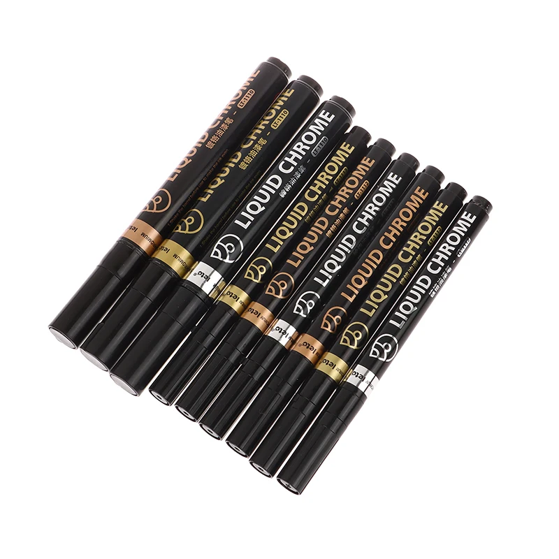 

1Pc Chrome Pen Marker Mirror Waterproof Paint Repair For Model Cards Posters Rock Ceramic Glass Metallic Gold Silver Bronze