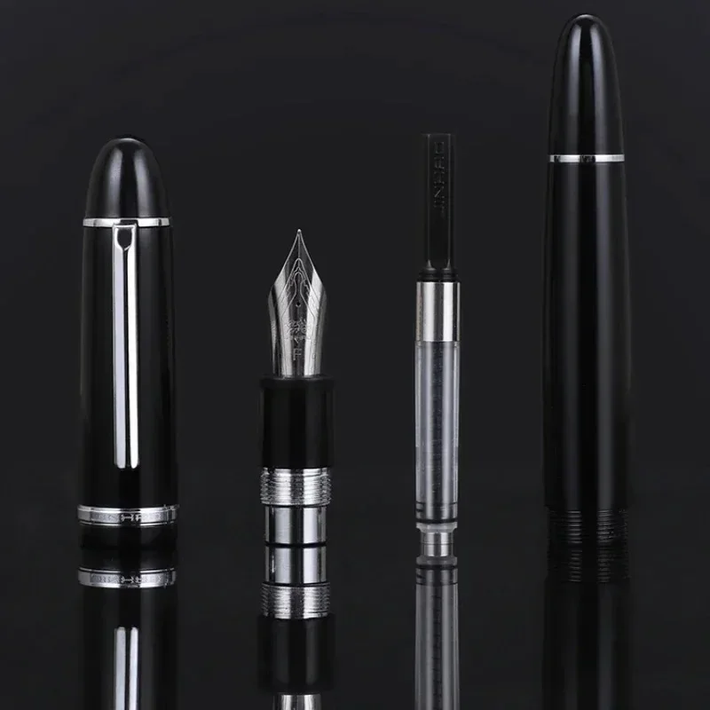 

JinHao X159 Acrylic Black Fountain Pen Metal Clip Extended Fine Nib F 0.5mm Writing Office School Gifts Pens PK 9019