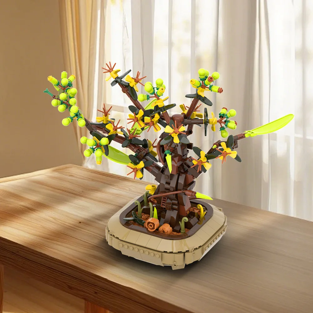 

MOC Apricot Bonsai Tree Building Block Set Apricot Flower Tree DIY Designer Plant Bonsai Brick Toy Adult For Kid Christmas Gift