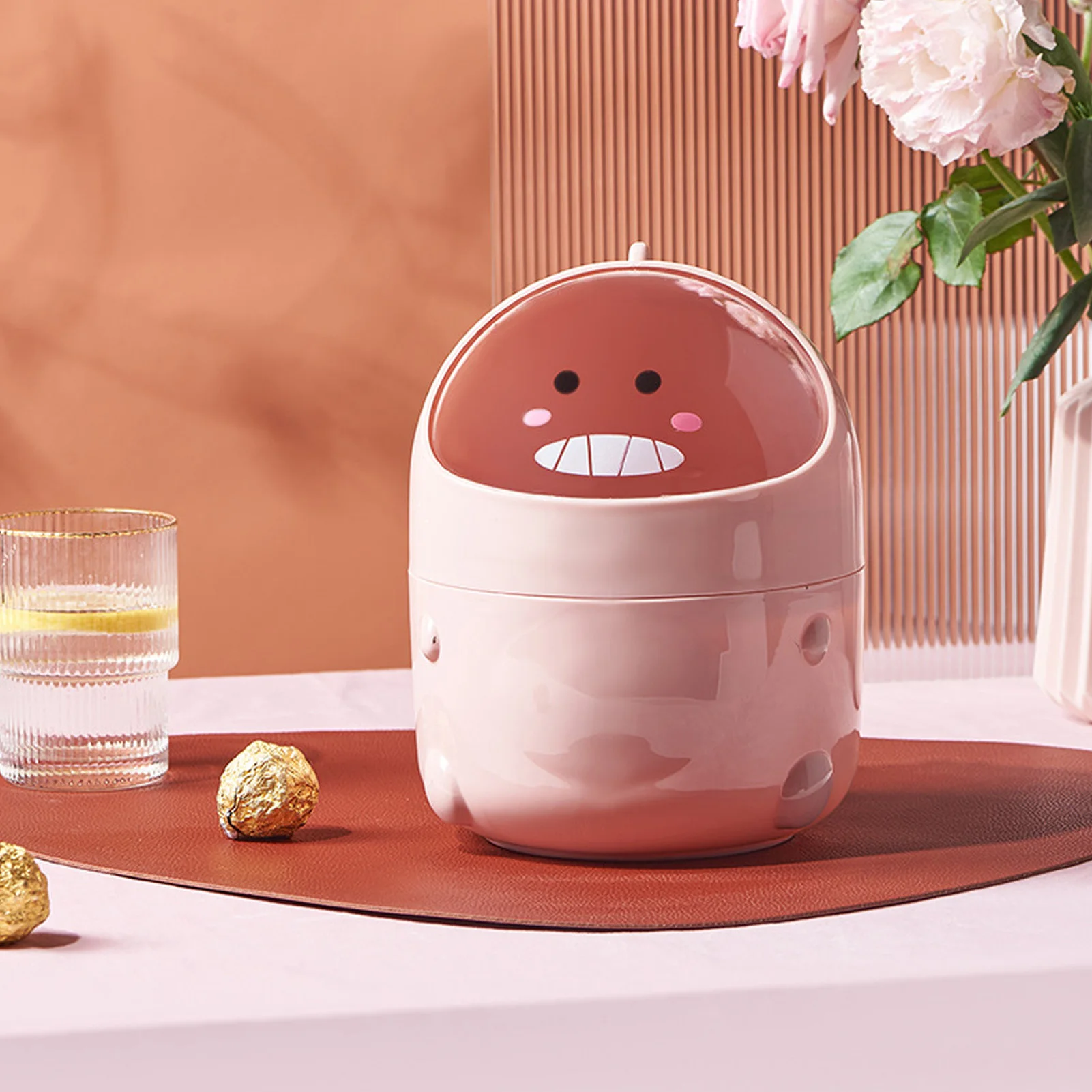Desktop Trash Can Baby Dinosaur Large Mouth Detachable Design Nonslip Bottom Plastic Mini Trash Can Mini Trash Can