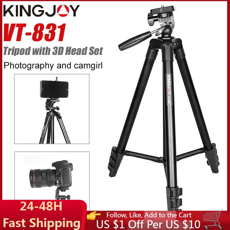 

KINGJOY Portable Tripod for Phone Lightweight Camera Holder Cellphone Tripode Stand For Video Live,Fill Light Bracket and Travel