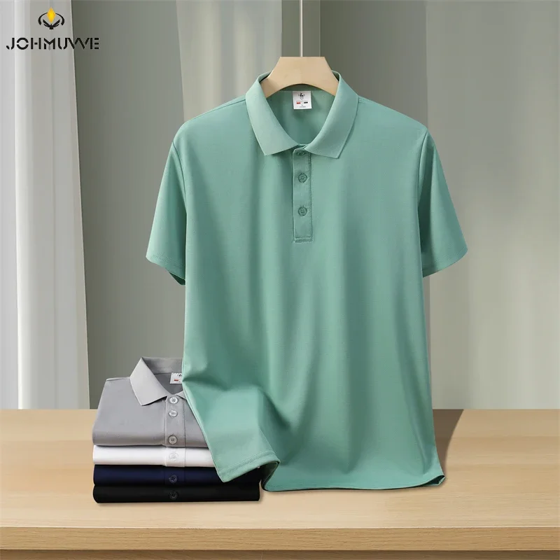 2025 New Men's Casual Solid Color Short Sleeved Polo Shirt Summer Fashionable and Comfortable Versatile Top