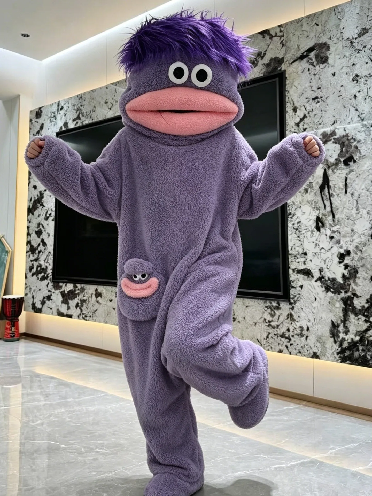 3d-cartoon-monster-jumpsuit-robe-for-women-thick-coral-fleece-autumn-winter-long-sleeve-youth-polyester-fiber-sleepwear