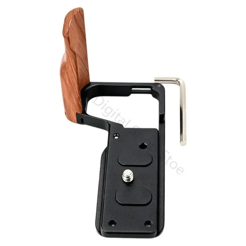 96BA Kamerakäfig mit L-Halterung aus kratzfestem Metall für ZV-E10 II Ergonomischer Holzgriff – Detail 8