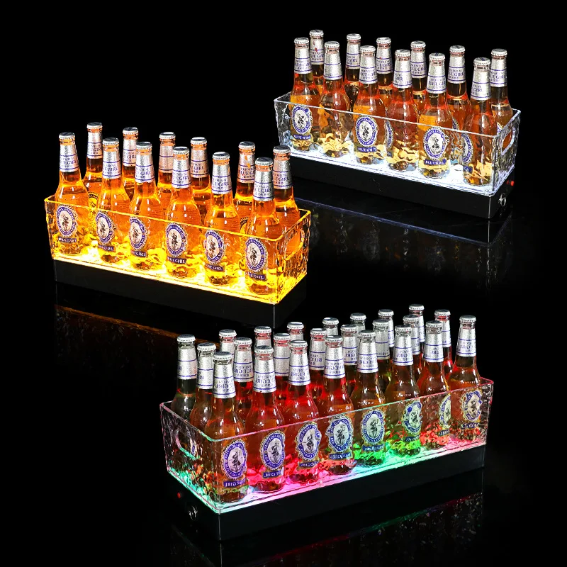 

LED luminous ice bucket stone pattern frozen transparent bar KTV Corona wine rectangular champagne beer frame