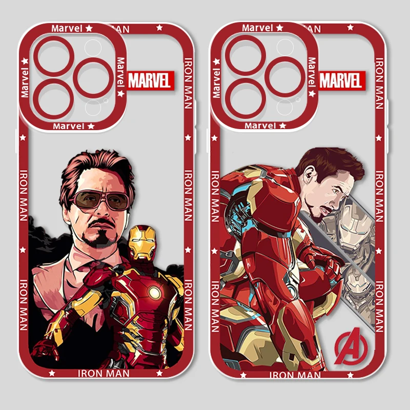 Cool Iron Man Avengers Marvel Apple Case For iPhone 14 13 12 11 Mini XS XR X Pro MAX 8 7 6 Plus SE Angel Eyes Transparent Cover