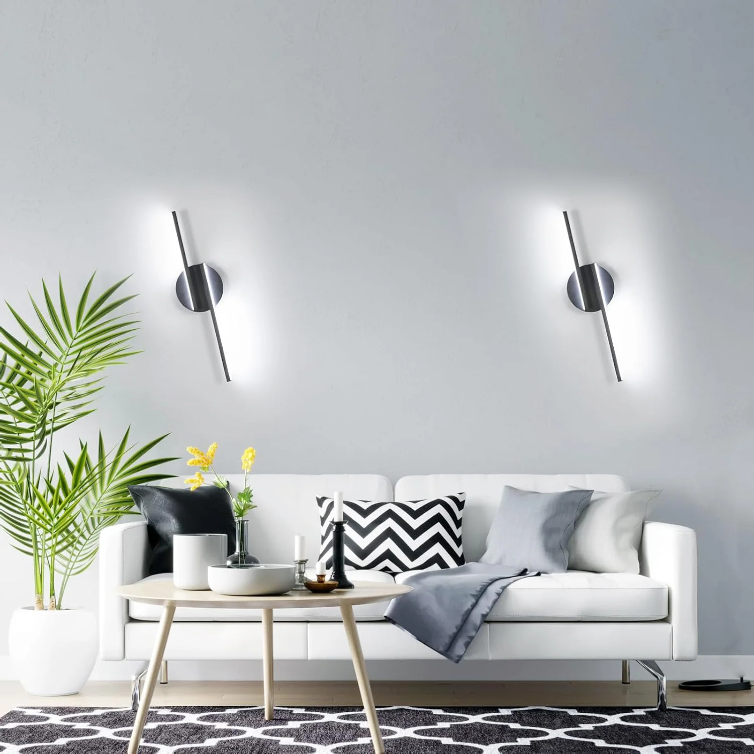 Schwarze LED-Innenwandleuchte, 16 W moderne Wandleuchte, schwarze Beleuchtung, LED-Wandleuchte für Schlafzimmer, Wohnzimmer, Flur, Treppen – Detail 3