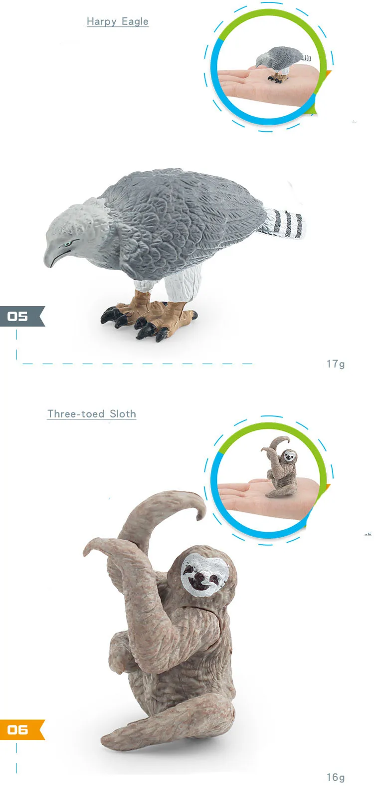 8Pcs Mini South American Animals Figures Caiman Capybara Sloth Anteater Jaguar Figurines PVC Toy For Kids