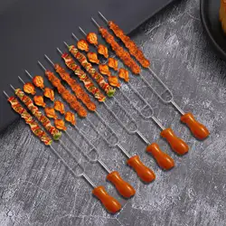 6x Roasting Sticks BBQ Skewers Barbecue Forks BBQ Meat Fork Hot Dog Forks with