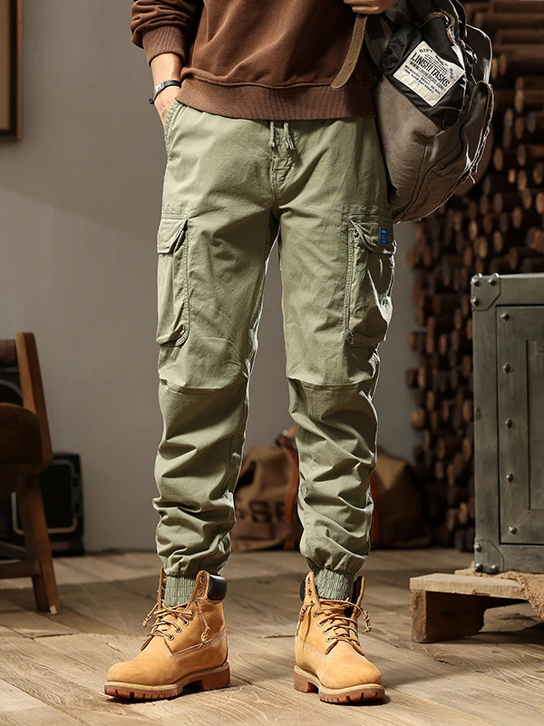 

Мужские демисезонные тонкие рабочие брюки 2025 года, новые, для активного отдыха, свободные, повседневные, длинные, с множеством карманов, из прочной хлопково-полиэстеровой смеси