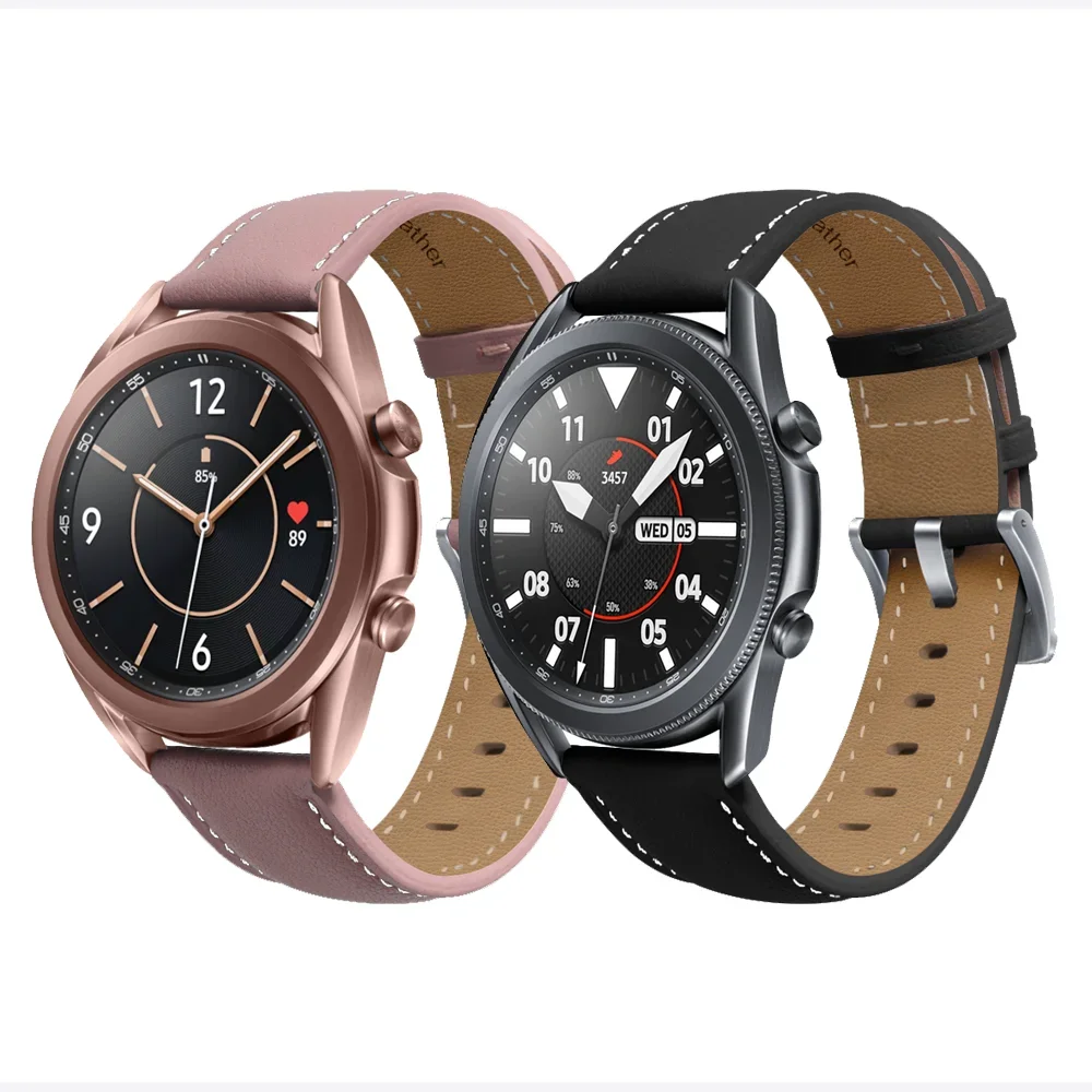 Кожаный ремешок 20 мм 22 мм для Samsung Watch 7 6 5 4 40 мм 44 мм Браслет Huawei Watch 4 3 GT5 GT4-3-2 46 мм Браслет Amazfit GTR 4