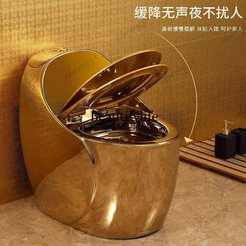 N138Gold-plated creative personality toilet seat, large pipe toilet, round type