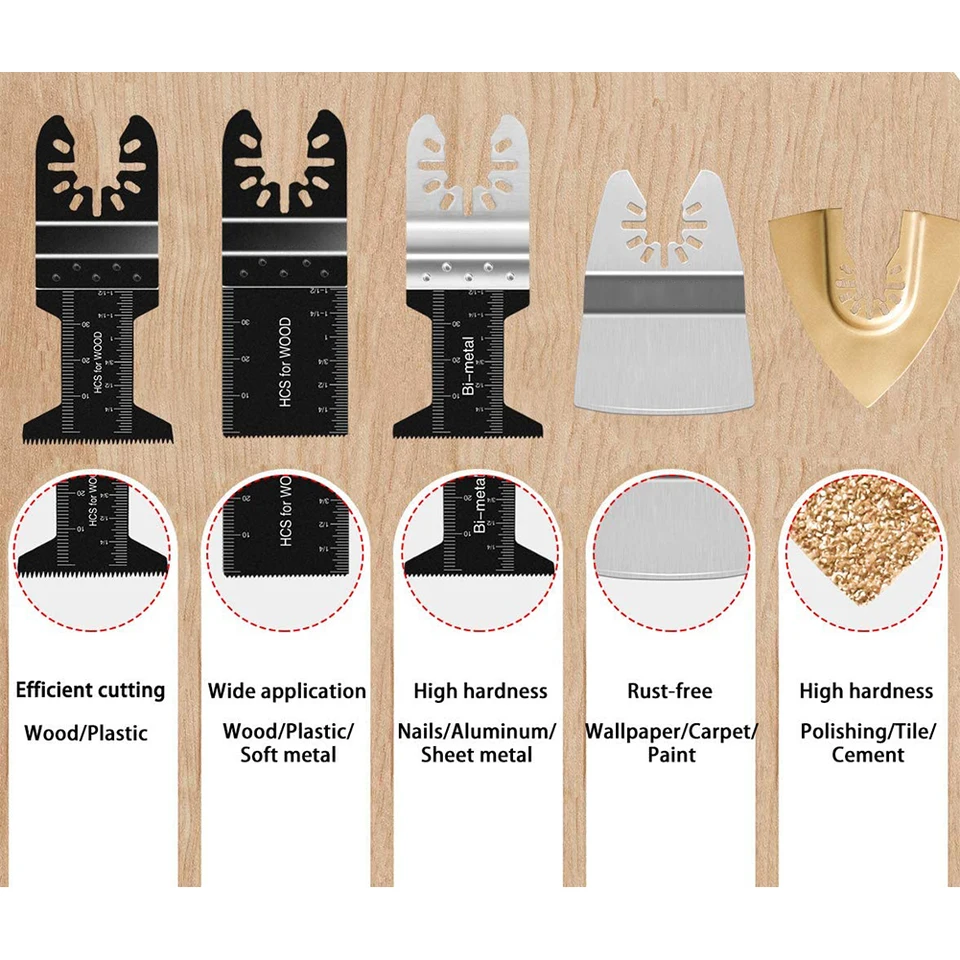 Lot De 12 Lames Pour Scie Oscillante Multi-outil – Compatibles Fein, Black & Decker, Rockwell, Makita, Milwaukee