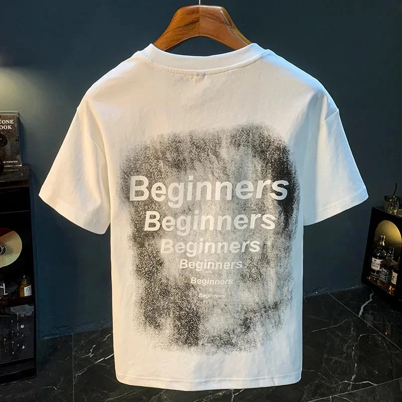 

2026 новая мужская одежда, модная футболка с короткими рукавами, летняя свободная футболка с круглым вырезом и принтом, высококачественный универсальный повседневный топ